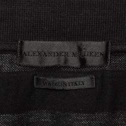 Pre Owned Alexander McQueen Black Cotton Pique Harness Detail Polo T-Shirt L