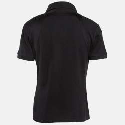 Pre Owned Alexander McQueen Black Cotton Pique Harness Detail Polo T-Shirt L
