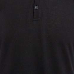 Pre Owned Alexander McQueen Black Cotton Pique Harness Detail Polo T-Shirt L