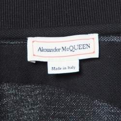 Pre Owned Alexander McQueen Black Cotton Logo Harness Strap Polo T-Shirt L