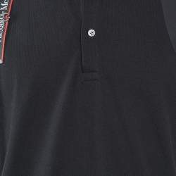 Pre Owned Alexander McQueen Black Cotton Logo Harness Strap Polo T-Shirt L