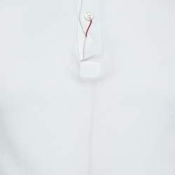 Pre Owned Alexander McQueen White Cotton Logo Harness Detail Polo T-Shirt S