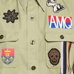 Pre Owned Alexander McQueen Green Applique Cotton Shirt L