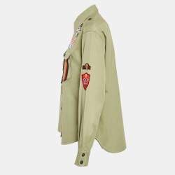 Pre Owned Alexander McQueen Green Applique Cotton Shirt L