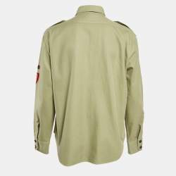 Pre Owned Alexander McQueen Green Applique Cotton Shirt L