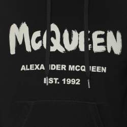 Pre Owned Alexander McQueen Black Jersey Logo Print Hoodie Sweatshirt S