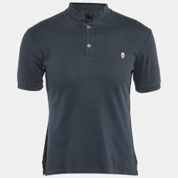Alexander McQueen Grey Cotton Pique Polo T-Shirt S