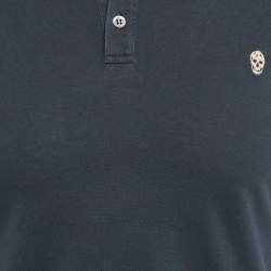 Alexander McQueen Grey Cotton Pique Polo T-Shirt S