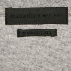 Alexander McQueen Grey Ribcage Wave Print Cotton T-Shirt M