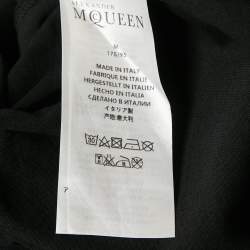 Alexander McQueen Black Ribcage Wave Print Cotton T-Shirt M
