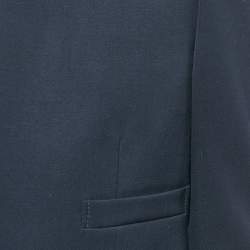 Pre Owned Alexander McQueen Navy Blue Raw Edge Detail Open Front Blazer M