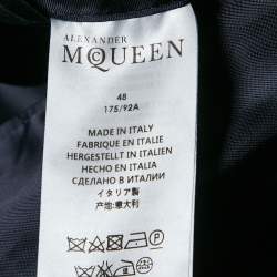 Pre Owned Alexander McQueen Navy Blue Raw Edge Detail Open Front Blazer M