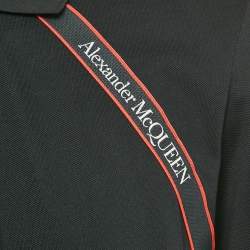 Pre Owned Alexander McQueen Black Logo Tape Cotton Pique Polo T-Shirt L