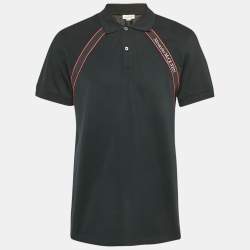 Pre Owned Alexander McQueen Black Logo Tape Cotton Pique Polo T-Shirt L