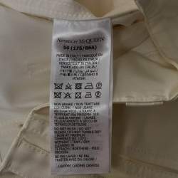 Alexander McQueen White Cotton Gabardine Wide-Leg Pants L