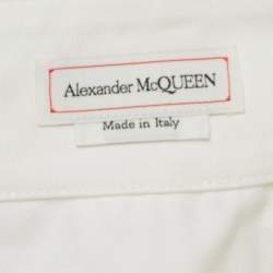 Alexander McQueen White Cotton Gabardine Wide-Leg Pants L