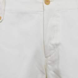 Alexander McQueen White Cotton Gabardine Wide-Leg Pants L