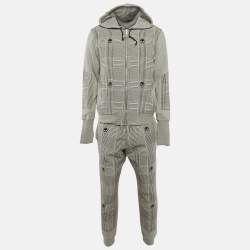 Alexander McQueen Grey Cotton Knit and Cotton Blend Hoodie and Pants Set L