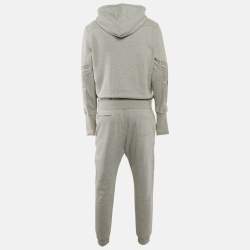 Alexander McQueen Grey Cotton Knit and Cotton Blend Hoodie and Pants Set L