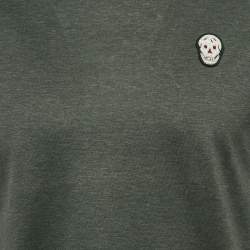 Alexander McQueen Grey Skull Applique Jersey T-Shirt M