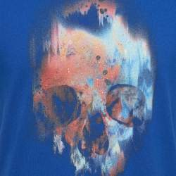 Alexander McQueen Blue Skull Print Cotton Crew Neck T-Shirt M