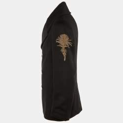 Alexander McQueen Black Wool Embellished Detil Double Breasted Blazer M