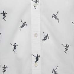 Alexander McQueen White Dancing Skeleton Print Cotton Button Down Shirt L