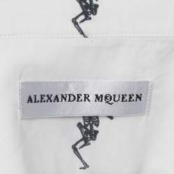 Alexander McQueen White Dancing Skeleton Print Cotton Button Down Shirt L