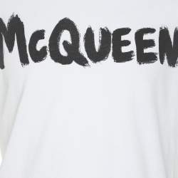 Alexander McQueen White Cotton Graffiti Logo T-Shirt M