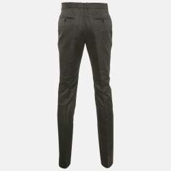 Pre Owned Alexander McQueen Black Patterned Satin Trousers L