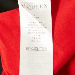 Pre Owned Alexander McQueen Black/Red Colorblocked Polo T-Shirt L