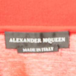 Pre Owned Alexander McQueen Black/Red Colorblocked Polo T-Shirt L