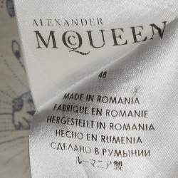 Pre Owned Alexander McQueen White/Blue Printed Cotton Shirt M