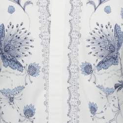 Pre Owned Alexander McQueen White/Blue Printed Cotton Shirt M