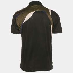 Pre Owned Alexander McQueen Black Cotton Panel Detail Polo T-Shirt M