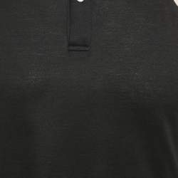 Pre Owned Alexander McQueen Black Cotton Panel Detail Polo T-Shirt M