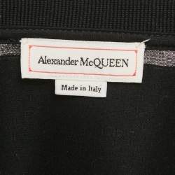 Pre Owned Alexander McQueen Black Cotton Panel Detail Polo T-Shirt M