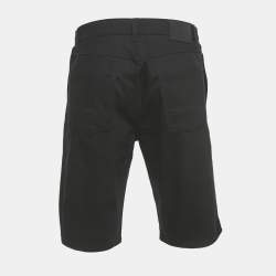 Pre Owned Alexander McQueen Black Logo Embroidered Denim Shorts L Waist 33"