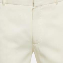 Pre Owned Alexander McQueen Cream Cotton Satin Side Trim Trousers M