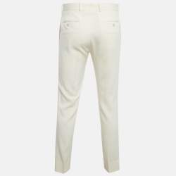 Pre Owned Alexander McQueen Cream Cotton Satin Side Trim Trousers M