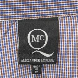 Pre Owned Alexander McQueen Blue Checks Cotton Shirt M