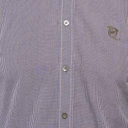 Pre Owned Alexander McQueen Blue Checks Cotton Shirt M