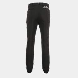 Pre Owned Alexander McQueen Black Logo Embroidered Cotton Trousers XL
