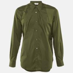 Pre Owned Alexander McQueen Green Cotton Button Front Shirt L