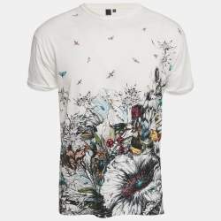 Pre Owned Alexander McQueen White Floral Print Jersey T-Shirt XS