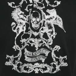 Pre Owned تي شيرت ألكسندر ماكوين قطن بيكيه مطرز أسود مقاس كبير