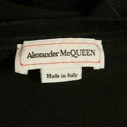 مملوكة مسبقًا تي شيرت ألكسندر ماكوين قطن أسود مزين بشعار جرافيتي مقاس صغير