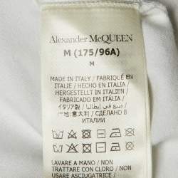 Pre Owned تي شيرت ألكسندر ماكوين قطن أبيض مزين بشعار مطبوع واسع مقاس متوسط