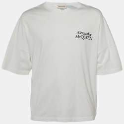مملوكة مسبقًا Alexander McQueen White Logo Print Cotton Oversized T-Shirt M