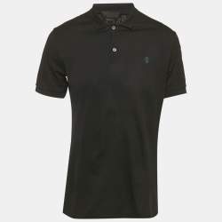 مملوكة مسبقًا Alexander McQueen Black Jersey Polo T-Shirt L